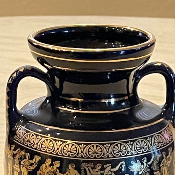 Spyropoulos dark cobalt blue 24K gold vase. - Picture 2 of 9